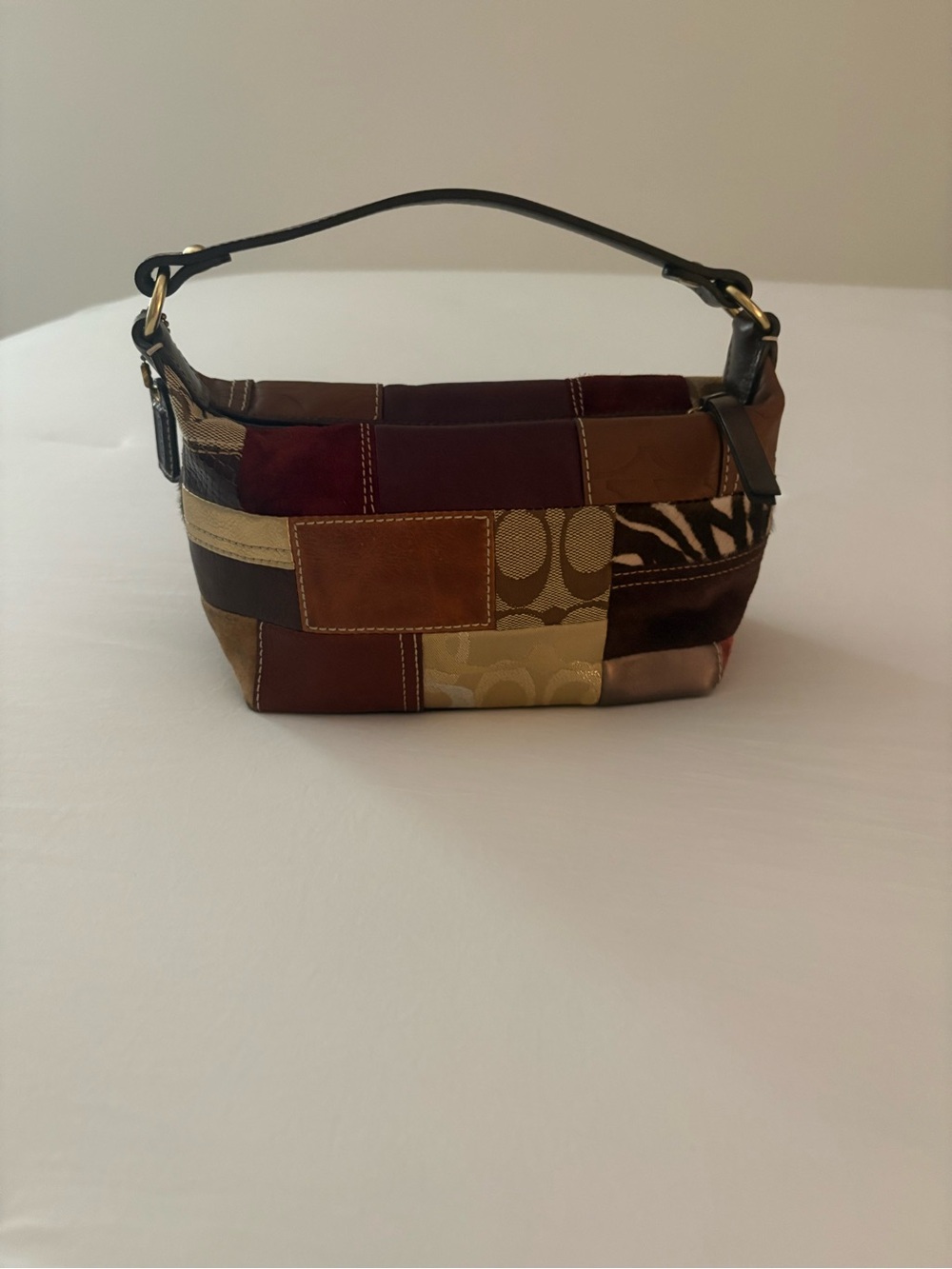 Coach Patchwork Small Hobo Bag in Brown & Burgundy
